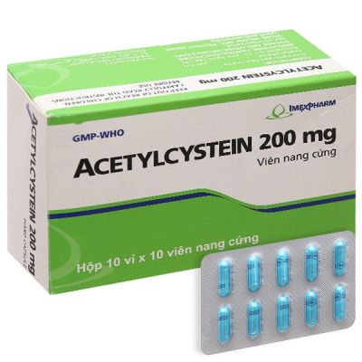 Acetylcystein Imexpharm 200mg hỗ trợ trị bệnh lý hô hấp có đờm (10 vỉ x 10 viên)