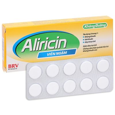 Viên ngậm Aliricin không đường trị viêm họng, viêm amidan (2 vỉ x 10 viên)