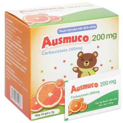 Bột pha hỗn dịch uống Ausmuco 200mg loãng đờm, tiêu chất nhày (20 gói x 2g)