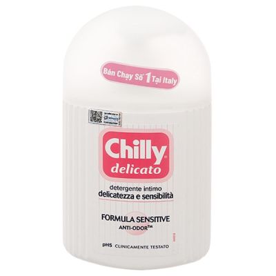 Dung dịch vệ sinh phụ nữ Chilly Delicato dưỡng mềm mại, sạch dịu êm chai 200ml