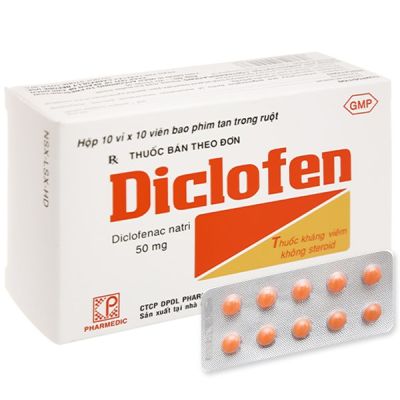 Diclofen 50mg giảm đau, kháng viêm xương khớp (10 vỉ x 10 viên)