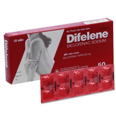 Difelene 50mg giảm đau, kháng viêm xương khớp (1 vỉ x 10 viên)