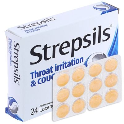 Viên ngậm Strepsils Throat Irritation & Cough 15mg sát khuẩn, tan đàm (2 vỉ x 12 viên)