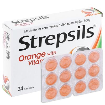 Viên ngậm Strepsils Orange With Vitamin C giảm đau họng (2 vỉ x 12 viên)