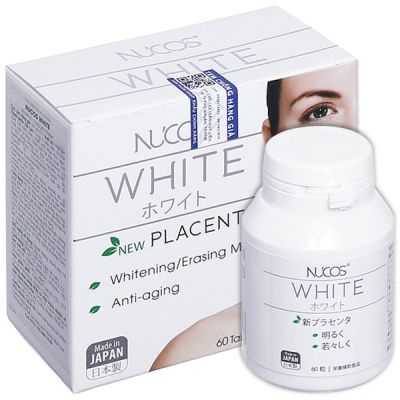 Nucos White New Placenta hỗ trợ trắng da, giảm nám hộp 60 viên