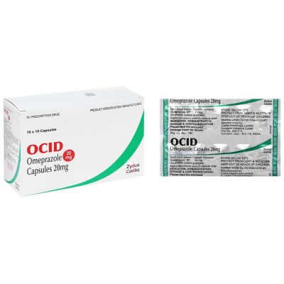 Ocid 20mg trị loét tá tràng, loét dạ dày, viêm thực quản trào ngược (10 vỉ x 10 viên)