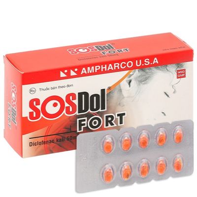 SOSDol Fort 500mg giảm đau, kháng viêm xương khớp, gout cấp (3 vỉ x 10 viên)