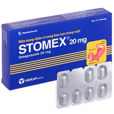 Stomex 20mg trị trào ngược dạ dày, thực quản (2 vỉ x 7 viên)