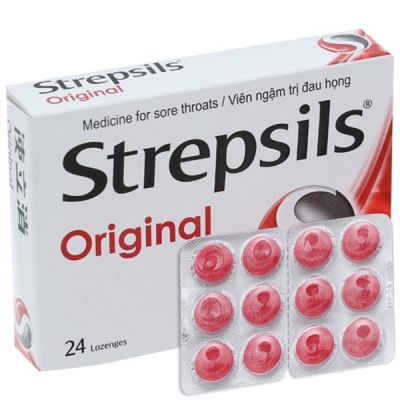 Viên ngậm Strepsils Original kháng khuẩn, giảm đau họng (2 vỉ x 12 viên)