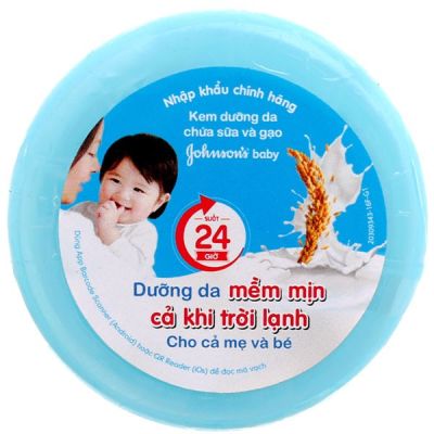 Kem Johnson's Baby milk+rice cấp ẩm, da mềm mịn hũ 50g