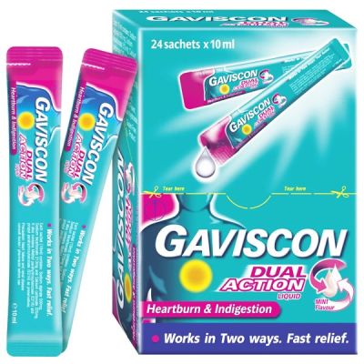 Hỗn dịch uống Gaviscon Dual Action trị trào ngược dạ dày, thực quản (24 gói x 10ml)