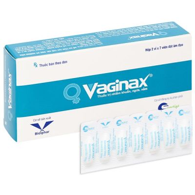 Viên đặt âm đạo Vaginax trị viêm âm đạo do nhiễm khuẩn, nhiễm nấm (2 vỉ x 7 viên)