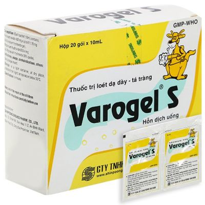 Hỗn dịch uống Varogel S trị viêm loét dạ dày - tá tràng cấp, mạn tính (20 gói x 10ml)