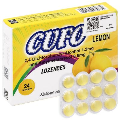 Viên ngậm Cufo Lemon hỗ trợ trị viêm họng, đau họng (2 vỉ x 12 viên)