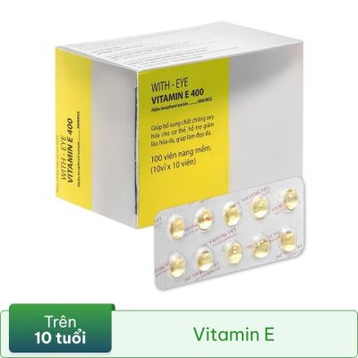 With-Eye Vitamin E 400 hạn chế lão hóa, làm đẹp da hộp 100 viên