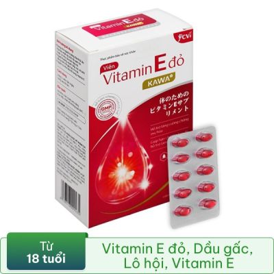 Vitamin E đỏ Kawa hạn chế lão hóa, làm đẹp da hộp 30 viên